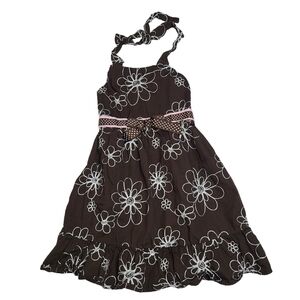 Rare Too Girls Brown Floral Halter Skater Dress Size 4T